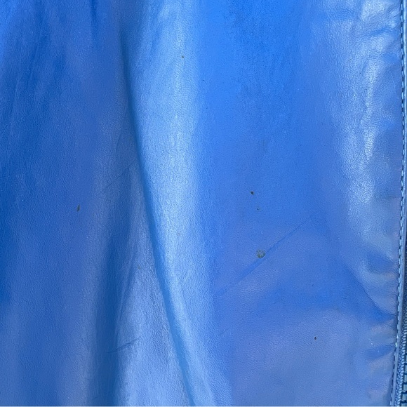 90s Blue Leather Zip Up Jacket - Picture 10 of 16